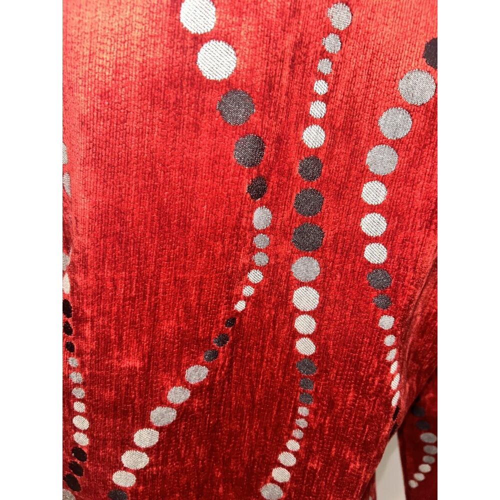 Khangura Statement Jacket Red Orange Novelty Circle Print Black Trim Career Wear - Picture 6 of 9